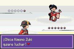 Combate contra la Chica Kimono Zuki en Pokémon Liquid Crystal